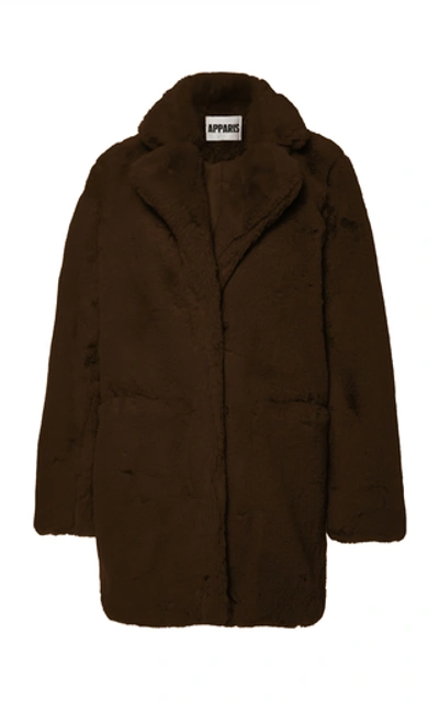 Shop Apparis Sophie Collared Faux Fur Coat In Bronze