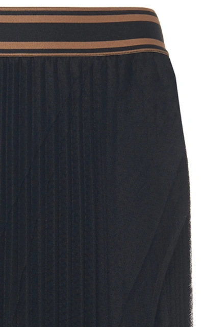 Shop Brunello Cucinelli Pleated Tulle Midi Skirt In Black