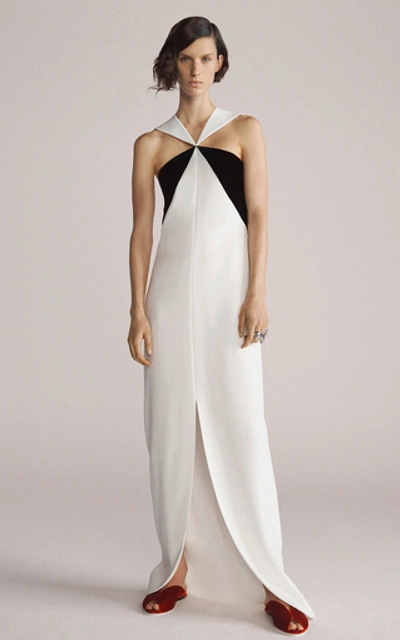 Shop Givenchy Cutout Halterneck Crepe Gown In White