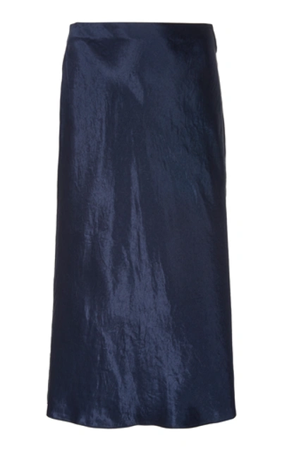 Shop Vince Satin Slip Skirt In Blue