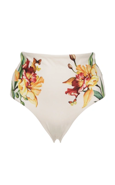 Shop Agua By Agua Bendita Alicia Nature-print High-waisted Bikini Bottom In Floral