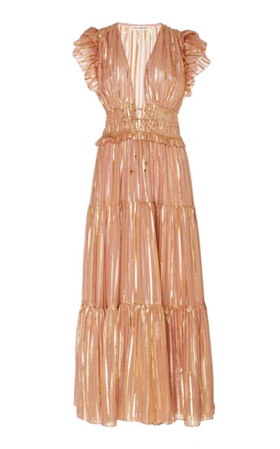 Shop Ulla Johnson Justyne Silk-blend Midi Dress In Pink