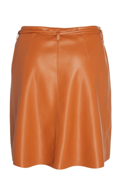 Shop Nanushka Sekoya Vegan Leather Mini Wrap Skirt In Orange