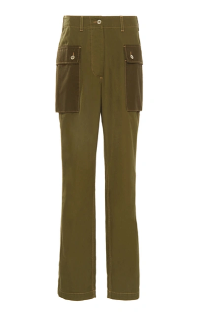 Shop Loewe Cotton-twill Cargo Pants In Green