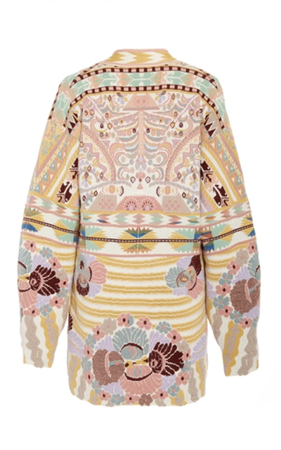 Shop Etro Embroidered Wool-blend Cardigan In Multi