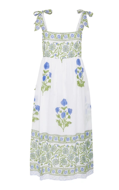 Shop Juliet Dunn Poppy Printed Cotton Dress In Floral