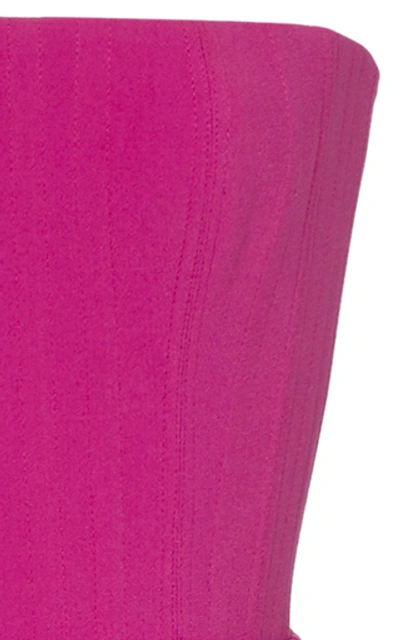 Shop Alex Perry Mena Ruched Stretch-crepe Midi Dress In Pink