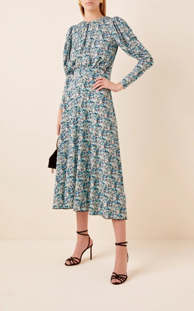 Shop Rotate Birger Christensen Number 57 Rerunner Crepe Midi Dress In Print