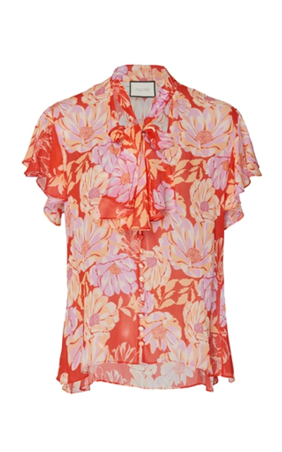 Shop Alexis Dessie Floral-print Tie-neck Blouse