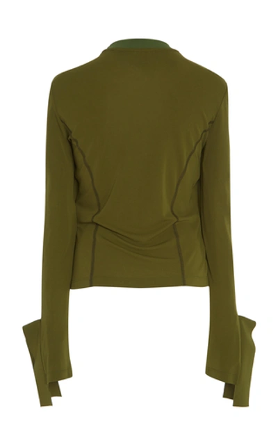 Shop Off-white Seamed Cotton Crewneck Top In Green