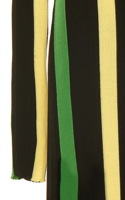 Shop Loewe Striped Ribbed Cotton-jersey Midi Dress
