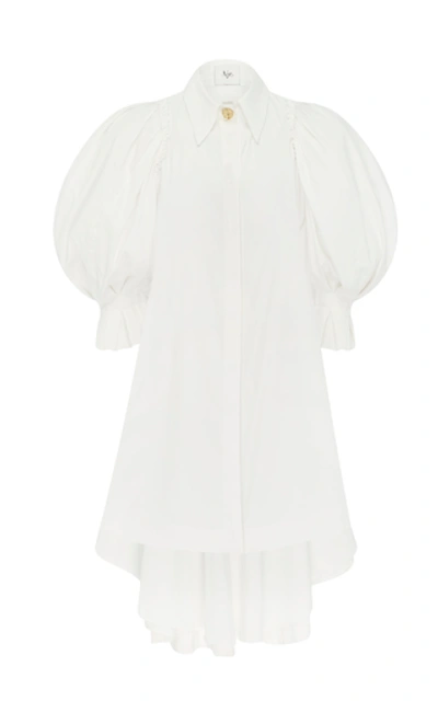 Shop Aje Eucalypt Open-back Cotton-poplin Mini Dress In White