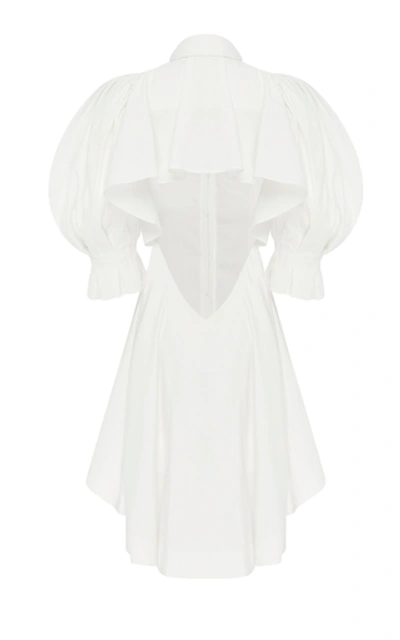 Shop Aje Eucalypt Open-back Cotton-poplin Mini Dress In White