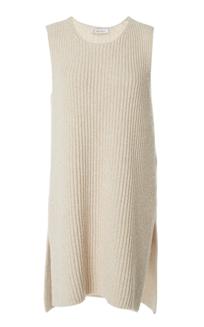 Shop Max Mara Bosforo Ribbed-knit Wool-cashmere Sleeveless Top In Neutral
