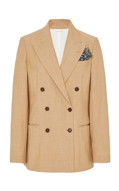 Shop Brunello Cucinelli Safari Wool-blend Blazer In Brown