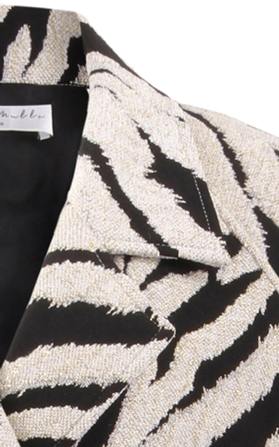 Shop Amal Al Mulla Loose Fitting Long Sleeve Textured Jacquard Coat In Multi