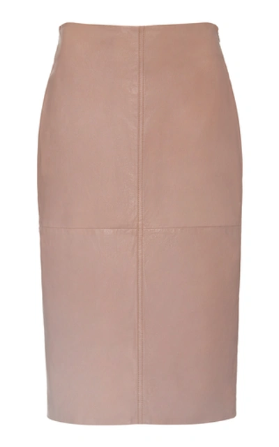 Shop Brunello Cucinelli Leather Pencil Skirt In Neutral