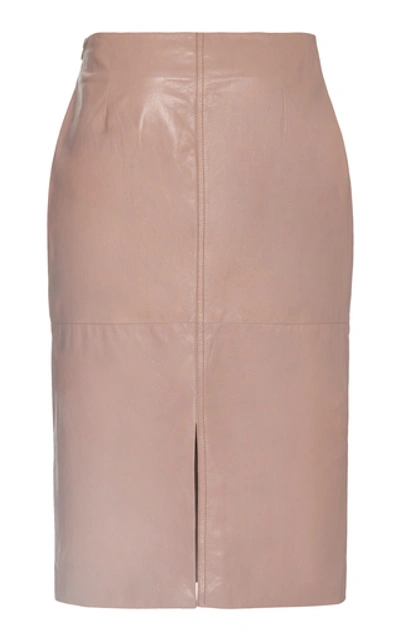 Shop Brunello Cucinelli Leather Pencil Skirt In Neutral