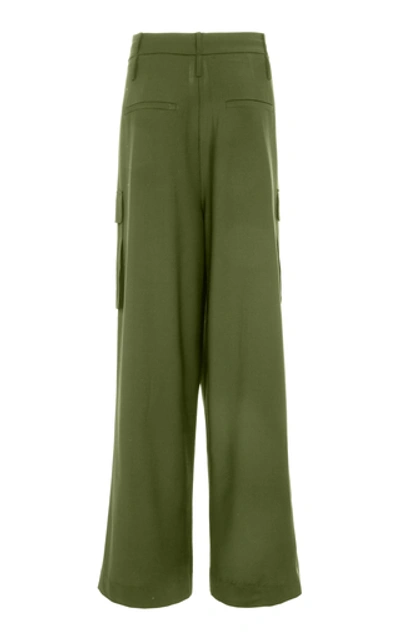 Shop Tibi Tropical Wool-blend Pleated Cargo Pants In Green