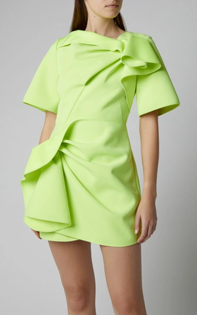 Shop Acler Bronte Ruffled Mini Dress In Green