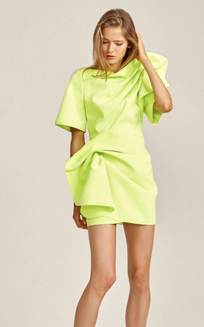 Shop Acler Bronte Ruffled Mini Dress In Green