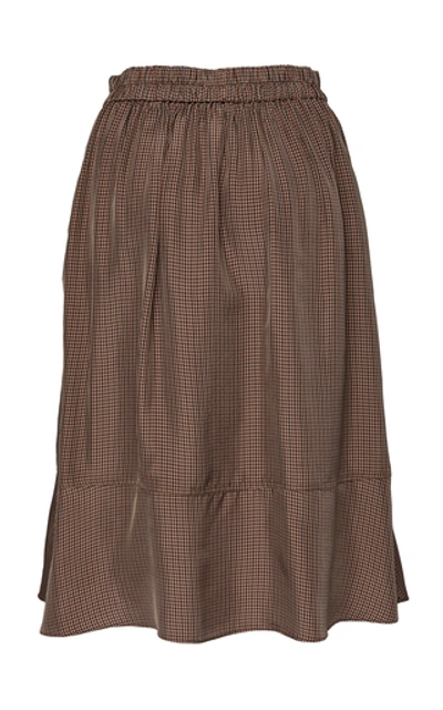 Shop Tibi Walden Cupro Skirt In Brown