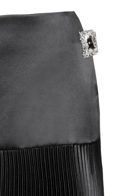 Shop Alexandre Vauthier Pleated Silk-blend Maxi Skirt In Black