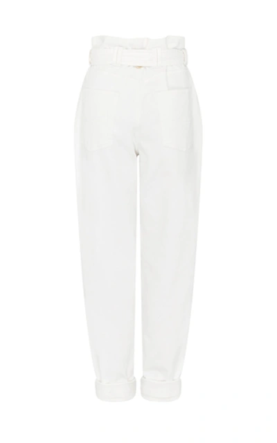 Shop Aje Eucalypt Belted High-rise Straight-leg Jeans In White