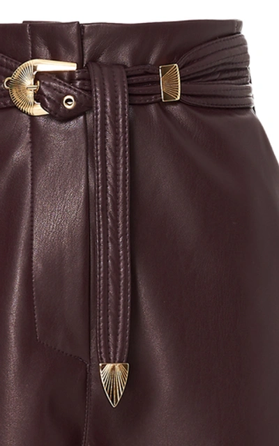 Shop Nanushka Kisa Vegan Leather Flared-leg Pants In Purple