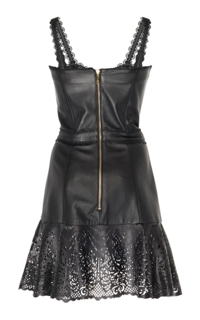 Shop Zuhair Murad Alicante Laser-cut Leather Mini Dress In Black