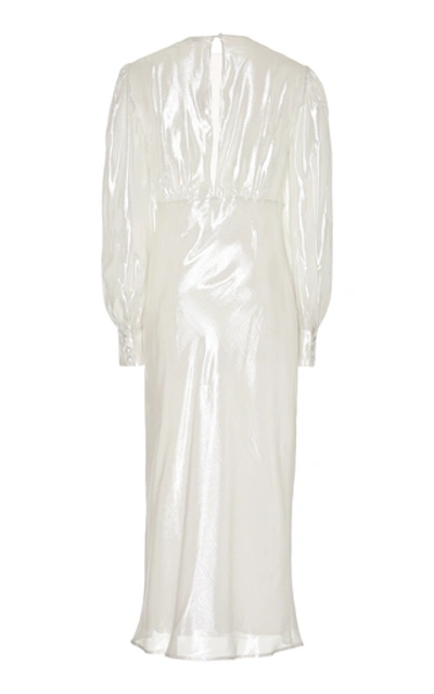 Shop Olivia Von Halle Aureta Silk-lamé Midi Dress In Silver