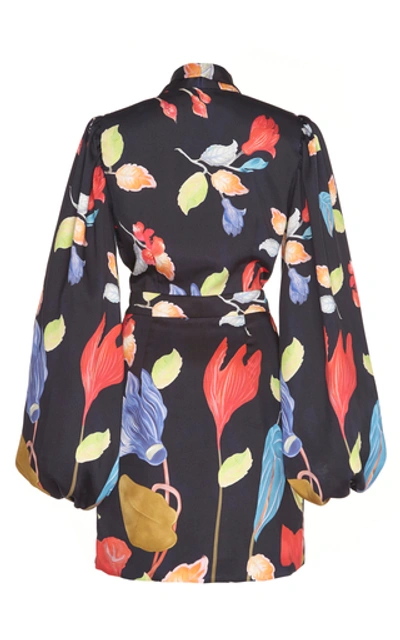 Shop Peter Pilotto Printed Twill Mini Dress In Black