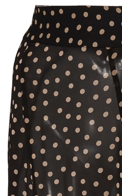 Shop Ganni Polka-dot Georgette Maxi Skirt In Black