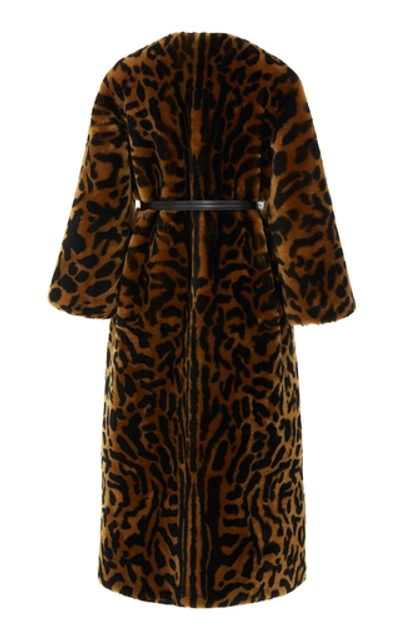 Shop Givenchy Belted Printed Shearling Coat In Animal