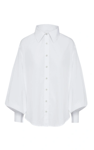 Shop Anna Quan Castiglia Cotton-poplin Button-up Shirt In White