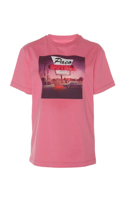 Shop Rabanne Printed Cotton-jersey T-shirt In Pink