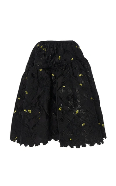 Shop Cecilie Bahnsen Rosie Printed Quilt Cotton Midi Skirt In Black