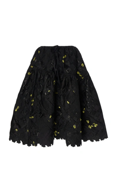 Shop Cecilie Bahnsen Rosie Printed Quilt Cotton Midi Skirt In Black