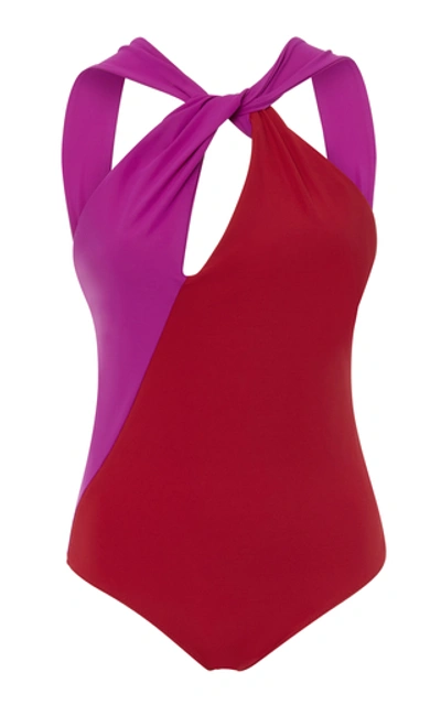 Shop Araks Venetia Single Shoulder Open Back Swimsuit In Multi