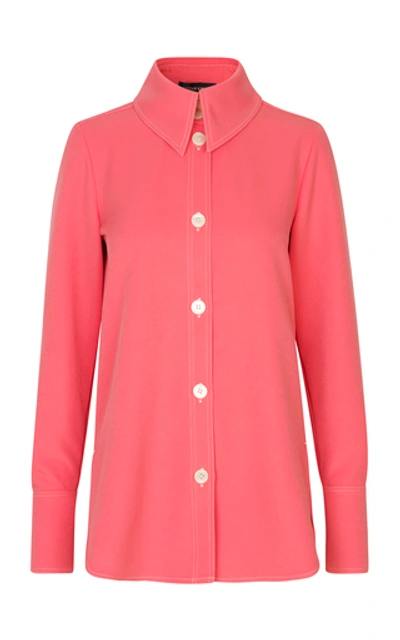 Shop Stine Goya James Collared Long Sleeve Top In Pink