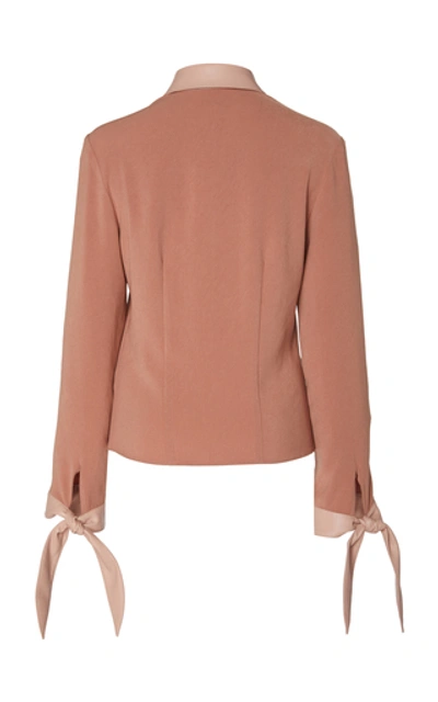 Shop Nanushka Agnes Vegan Leather-trimmed Crepe De Chine Top In Pink