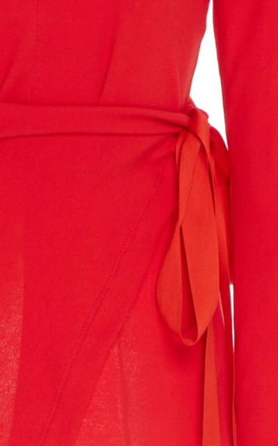 Shop Rosetta Getty Apron Wrap Cotton Shirt In Red