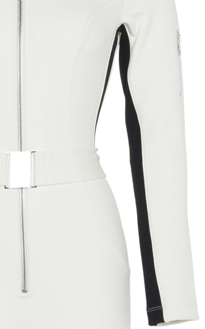 Shop Cordova Women's The  Belted Striped Stretch-shell Ski Suit In White