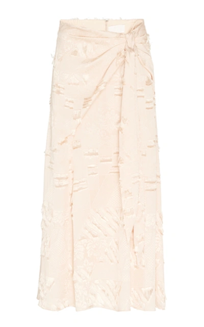 Shop Peter Pilotto Knot-detailed Fil Coupé Midi Skirt In White