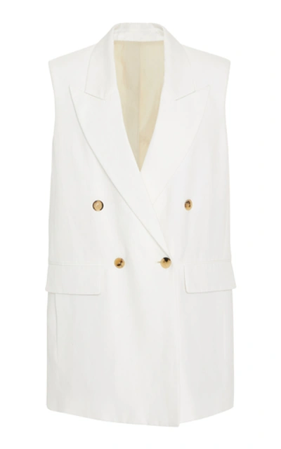 Shop Joseph Zappa Sleeveless Cotton-blend Vest In Ivory