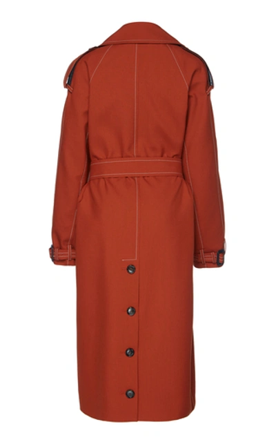 Shop Marni Belted Trench In Burgundy