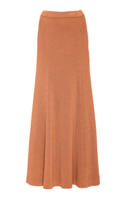 Shop Joseph Cote Anglaise Ribbed Wool Maxi Skirt In Red