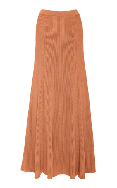 Shop Joseph Cote Anglaise Ribbed Wool Maxi Skirt In Red