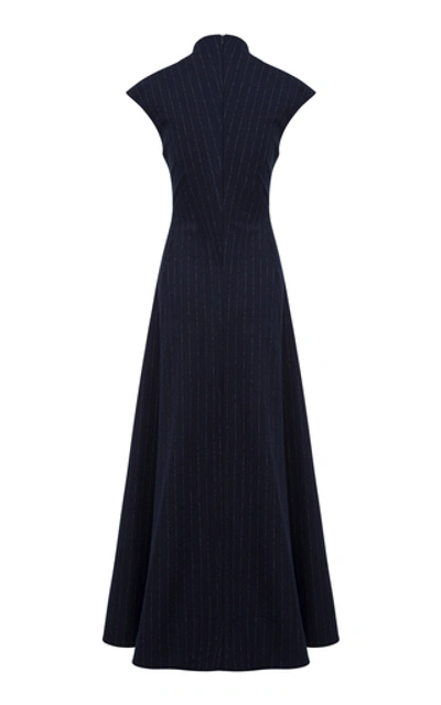 Shop Anna Quan Rhoda Pinstriped Crepe Maxi Dress In Stripe