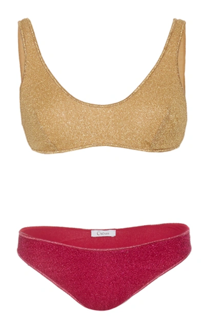 Oseree Shimmer Mix And Match Bikini Set In Pink